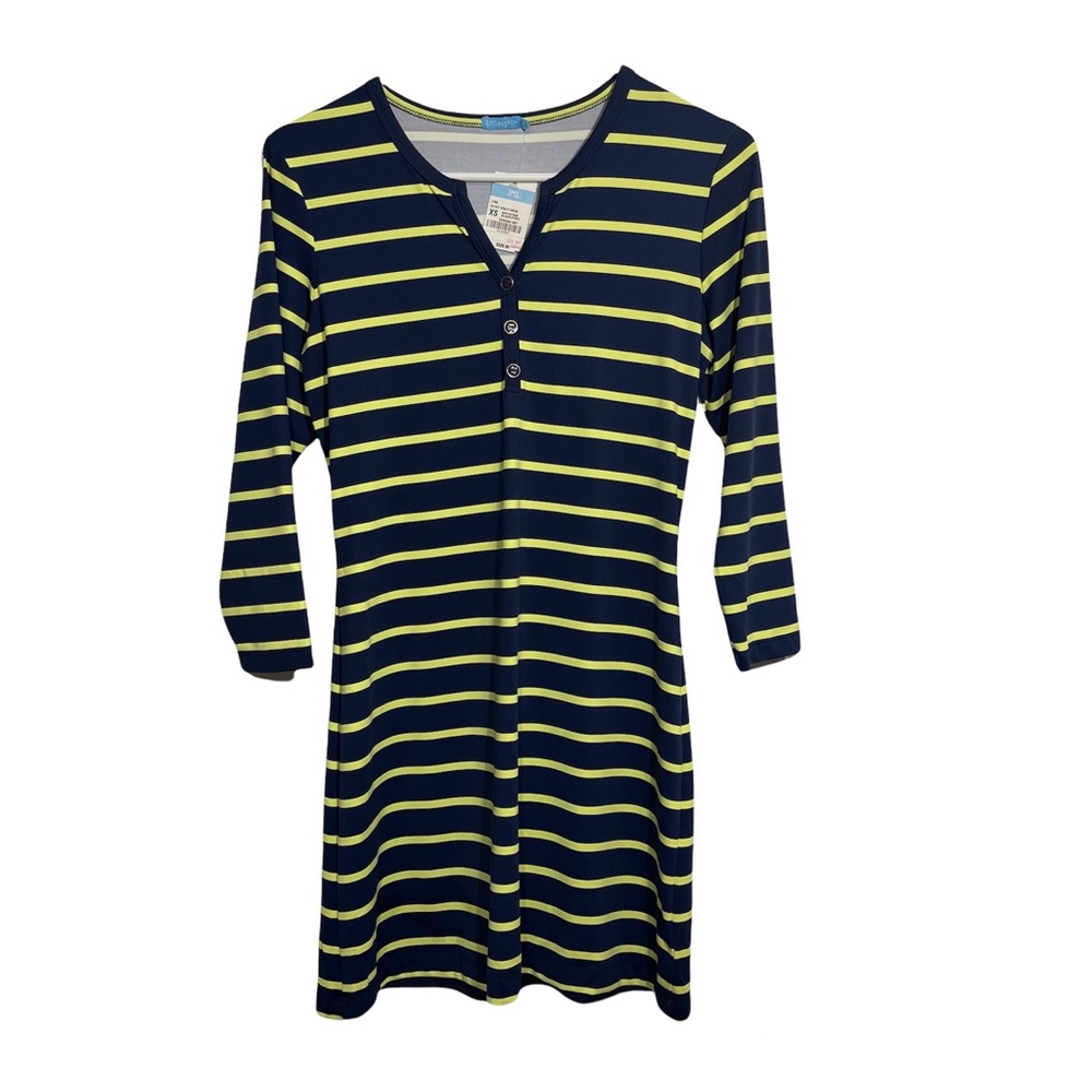 NWT J. McLAUGHLIN LYNN NAVY CITRUS BLAZER STRIPE HENLEY DRESS X SMALL